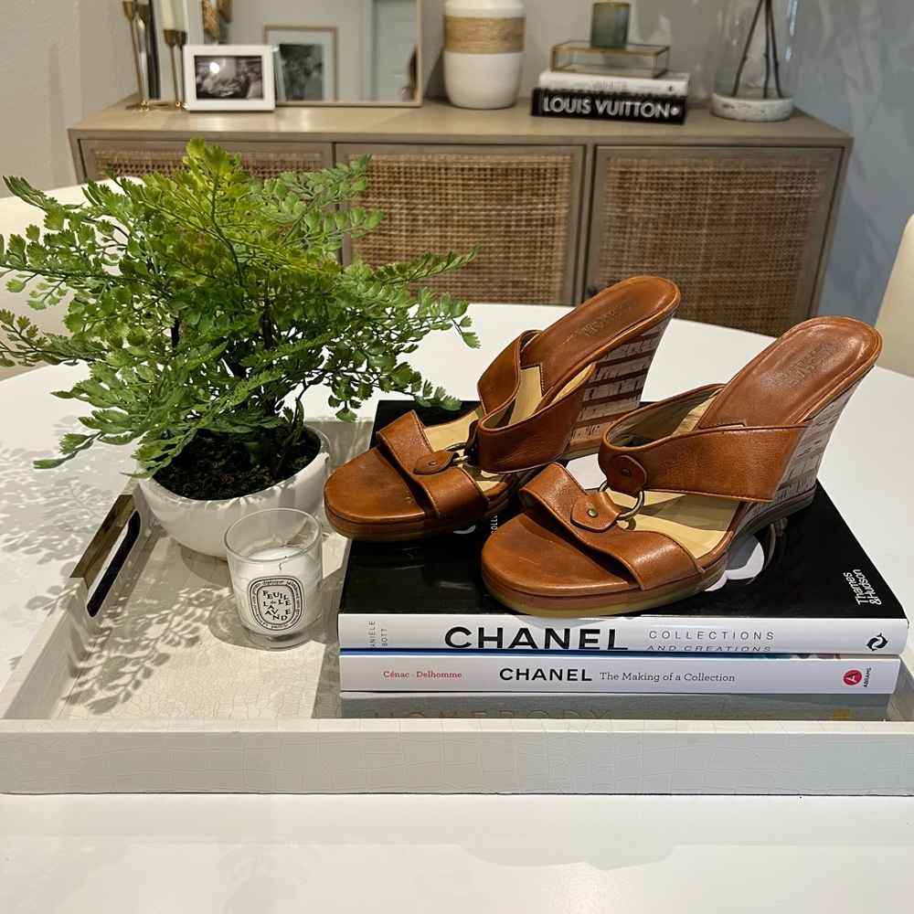Michael Kors Brown Wedge Sandal Shoes Size 10